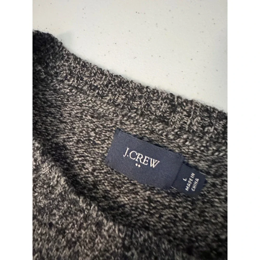 J.Crew Mens 100% Lambswool Crewneck Sweater Charcoal Grey Marl Large‎ H0520 gg